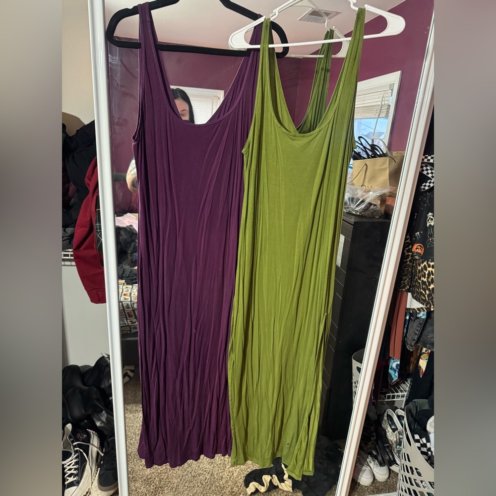 Chic Sleeveless Maxi Dress in Purple and Green
